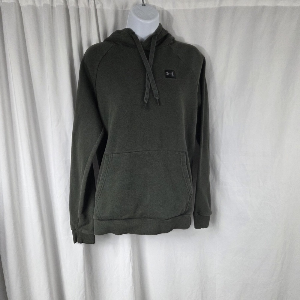 Under Armour Hoodie Mens Medium Green Fleece Pullover Sweatshirt Kangaroo Pocket